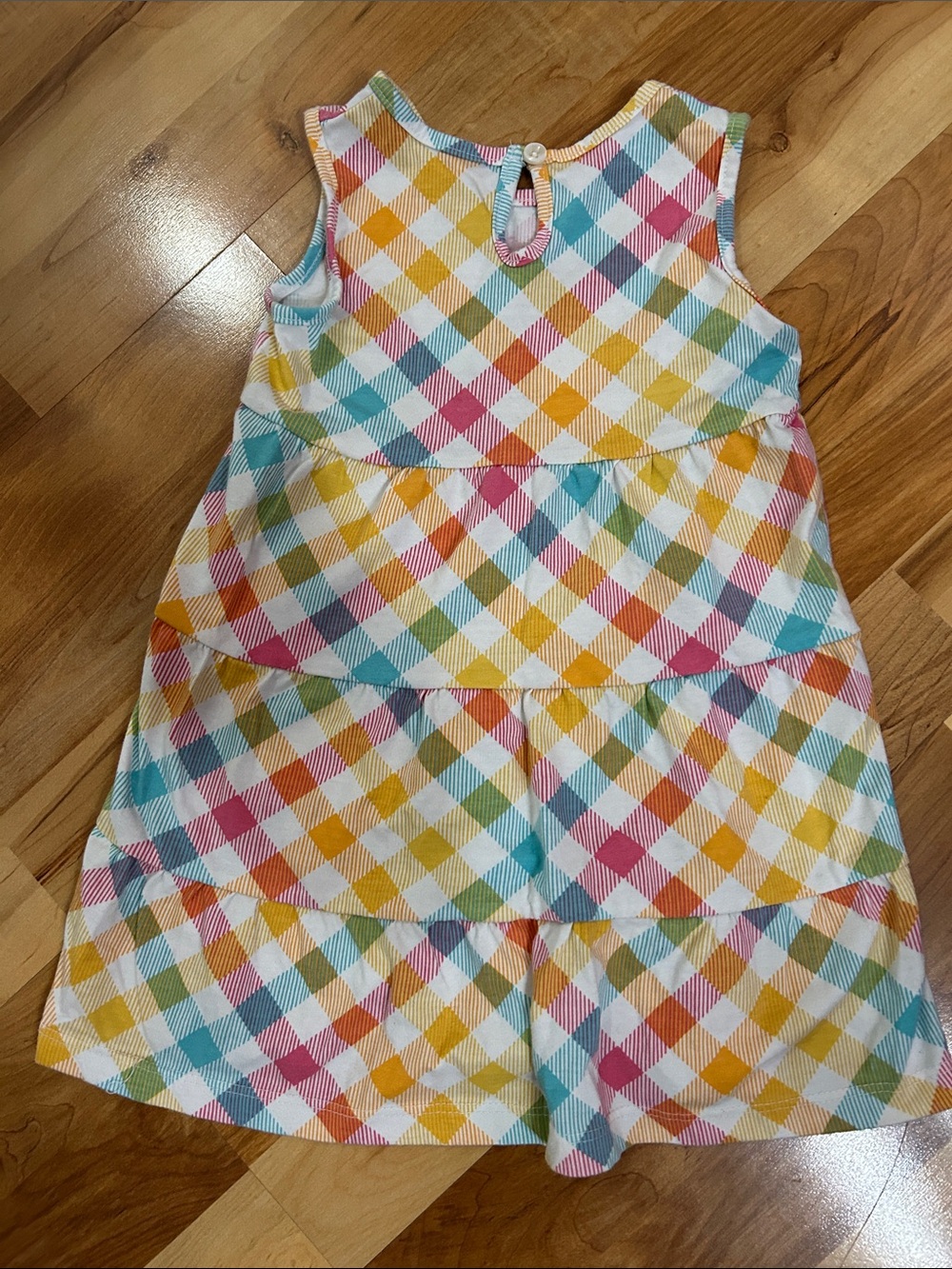 Planet Cotton Sleeveless Tiered Gingham Dress 3 T in Multicolor Check - Picture 6 of 6